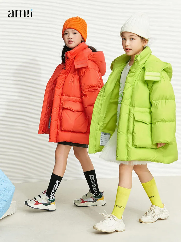 

amii kids Girls Down Coat Winter 90% White Duck Down Jacket Children Overcoat Warm Clothes Teenager Girls Jackets 22140115