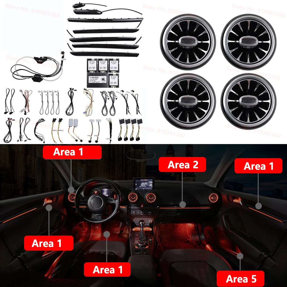

Car Strip Ambient LightFor Audi A3 8V 8Y S3 RS3 2013-2019 MQB Dashboard Air Vent Decorative LED Atmosphere Nozzle Lamp 30-Color