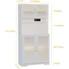 67" LED Storage Cabinet with Charging Station, Sockets & USB Ports For Kitchen Pantry, Microwave Hutch, Buffet Sideboard 2