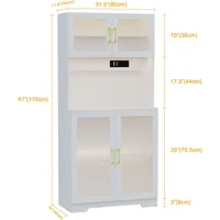 67" LED Storage Cabinet with Charging Station, Sockets & USB Ports For Kitchen Pantry, Microwave Hutch, Buffet Sideboard 2