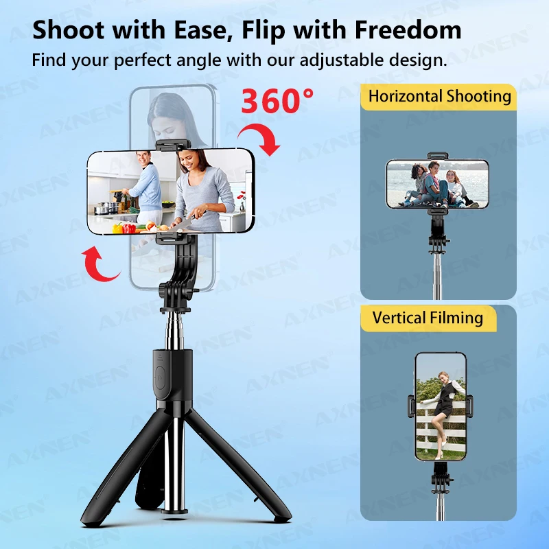 L21 Selfie Stick Tripod Stand for Cell Phone Holder Pole with 5-section Extension Rod Monopod for Gopro Action Camera Vlog