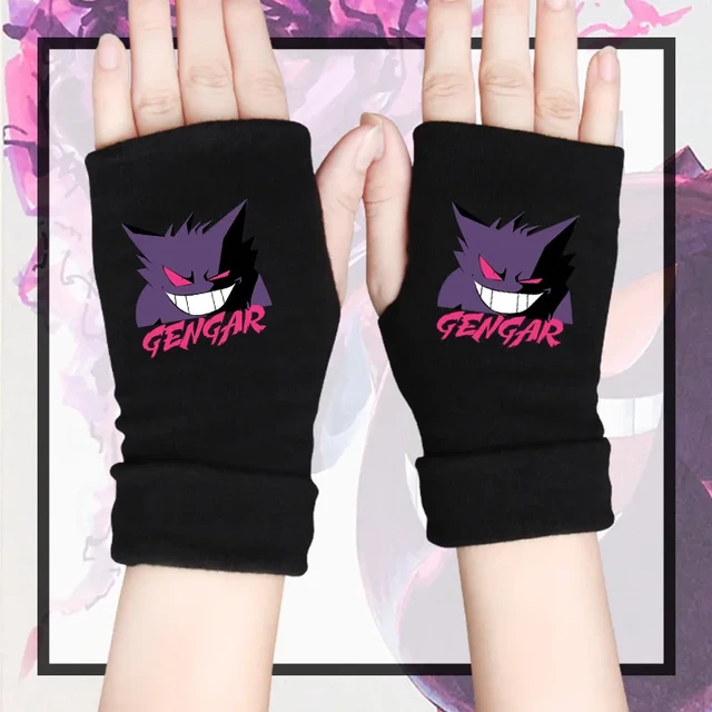 Pokemon Gengar Gloves Men Women Fingerless Open Finger Gloves Warm Knitted Half  Finger Gloves Arm Warmer