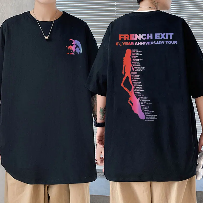 

Men Women Vintage Oversized T-shirt Tops TV Girl French Exit Year Anniversary Tour Graphic Tshirt Male Fashion Tees Short Sleeve