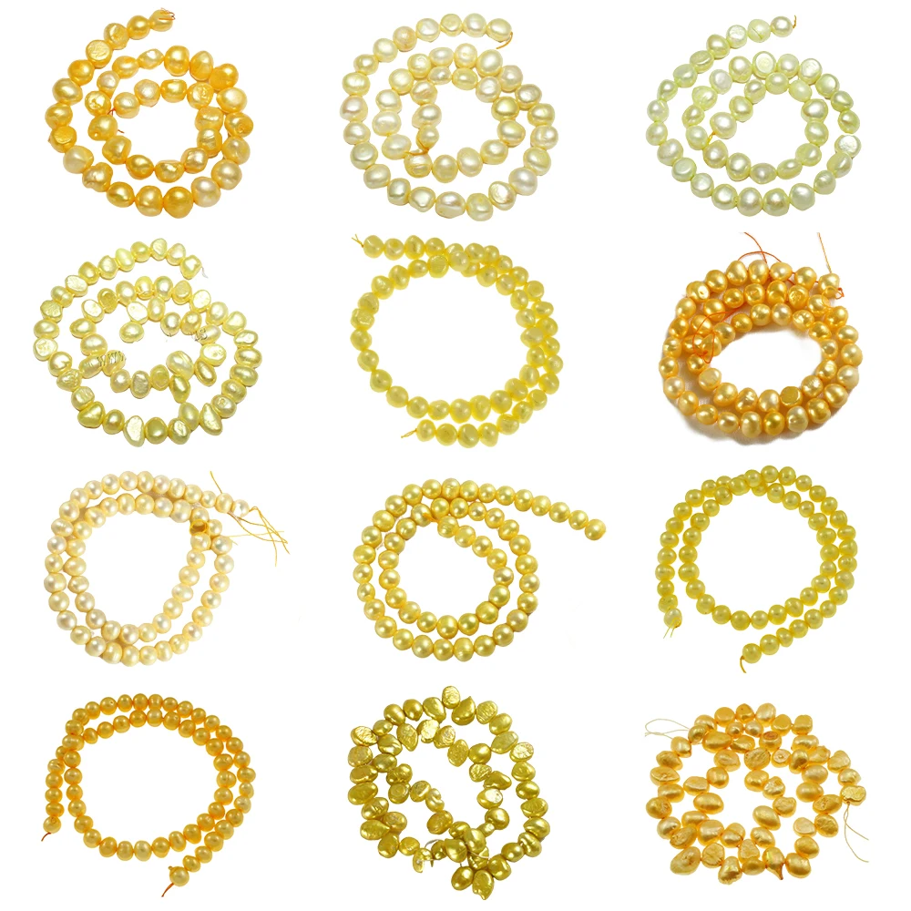 

Promote Sales 14.7Inch Cultured Potato Freshwater Pearl Beads Yellow 7-8mm Natural Pearl Beads Hole:Approx 0.8mm
