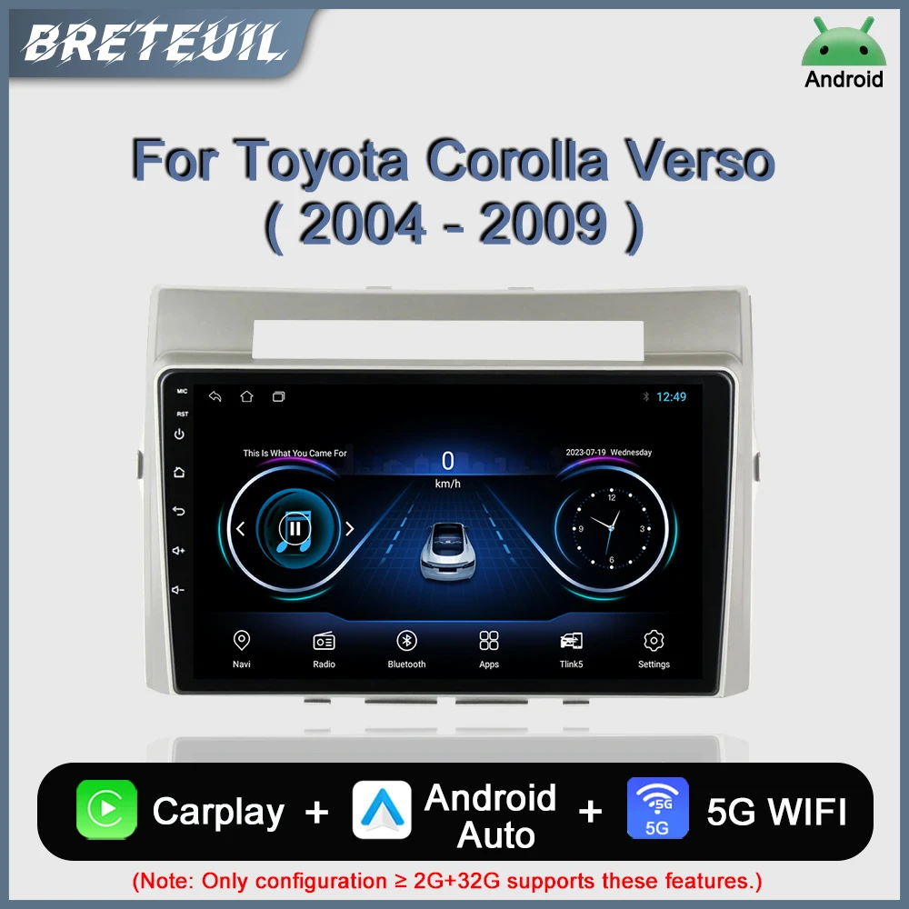 

For Toyota Corolla Verso AR10 2004-2009 Navigation GPS Car Radio Android Multimedia Video Player Carplay Touch Screen Stereo DSP