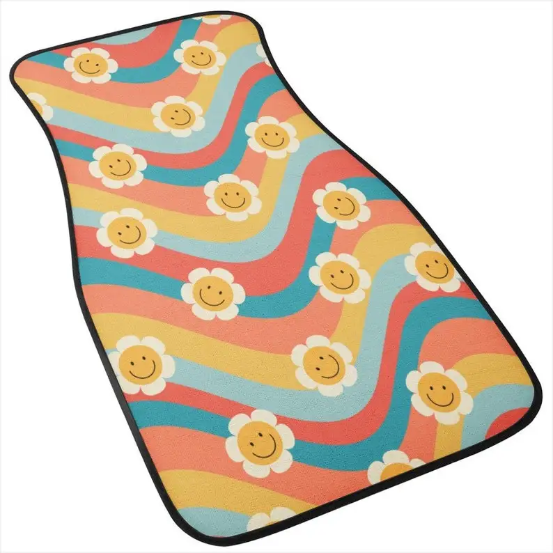 Hippie Car Floor Mats, 1pc Cute Retro aesthetic Car Accessories for women