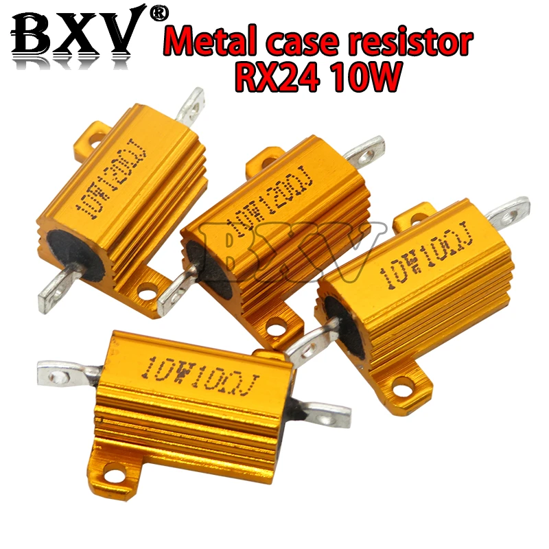 1PCS RX24 10W Aluminum Power Metal Shell Case Wirewound Resistor 0.01