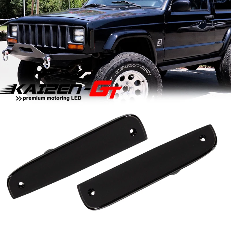Clear / Smoked Lens Car Front Side Corner Parking Marker Light Cover Housings Kit For 1997-2001 Jeep Cherokee, No Bulb / Socket
