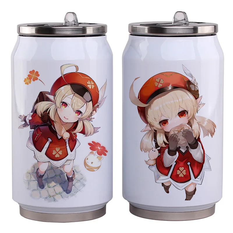 

HOT Game Genshin Impact Cup Around Vacuum Cup Stainless Steel Amber Klee Qiqi Zip-top Can Water Bottle Insulated Cup