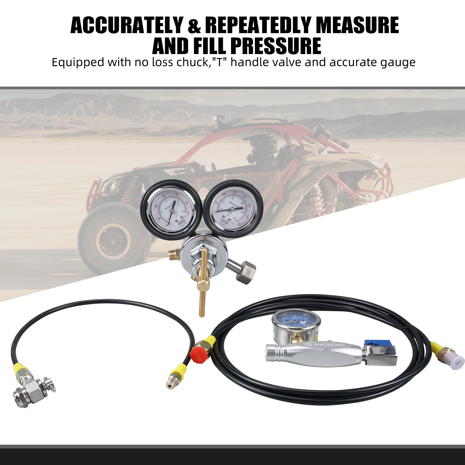 Stickstoff-Füllwerkzeug mit 2-Zoll-600psi-Manometer und Schrader-Ventil für Polaris RZR Raptor FOX ATV UTV Yamaha Honda Suzuki Kawasaki – Detail 14