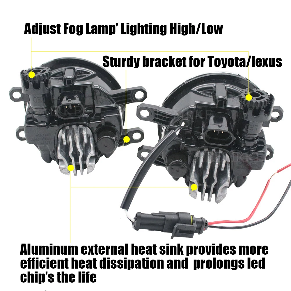 2 PCs LED Angel Eye DRL Anti Fog Light with Lens Headlight Left & Right for Toyota Sienna 2011 2012 2013 2014 2015 2016 2017 detail image 5