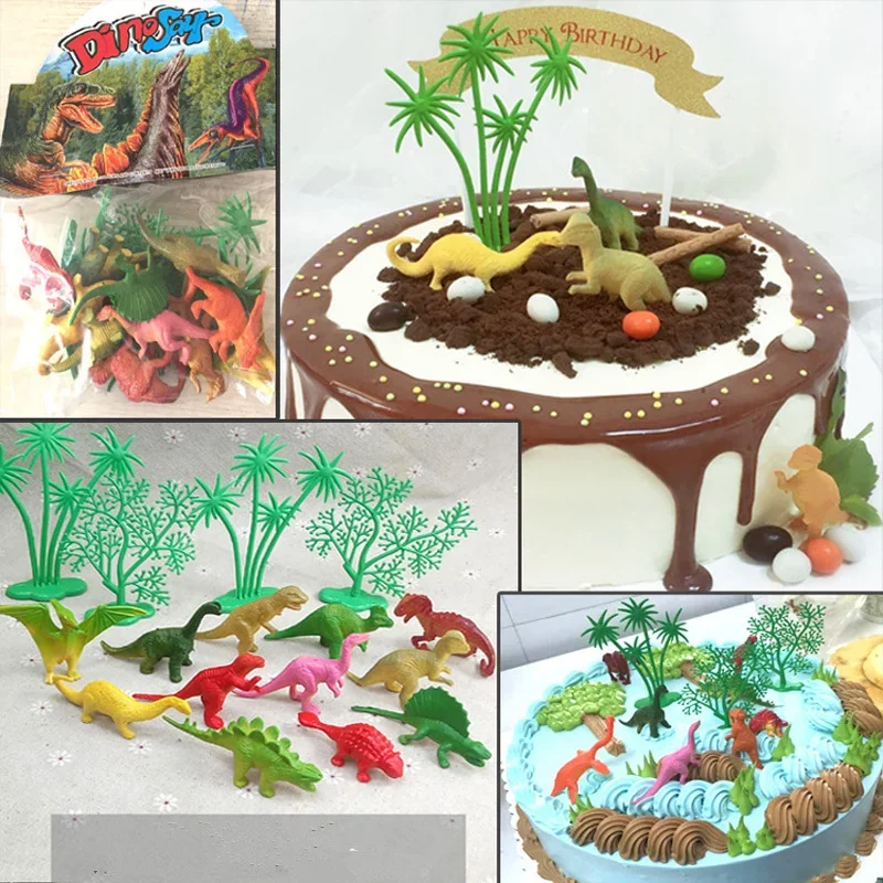 Birthday Party Supplies 16 Pcs/set DIY Jungle Dinosaur Cake Decoration Creative Baking Household Children Gifts