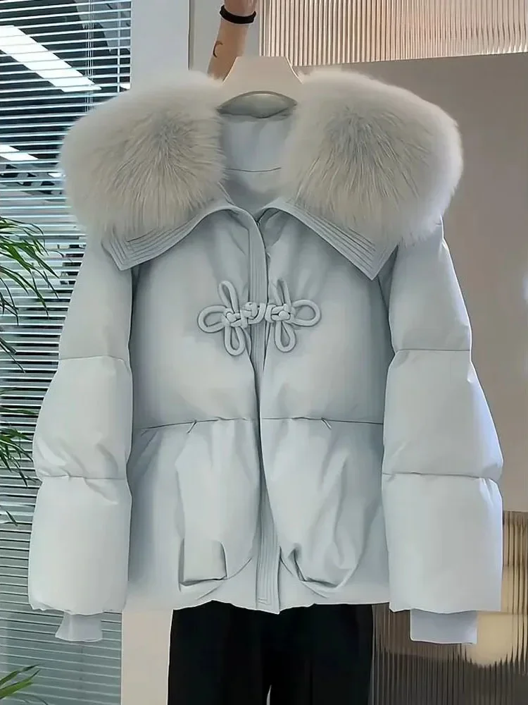 

2023 Winter New Women Fashion Cotton Coat M-3XL Warm Thick Jacket Solid Color Short Chic Design Vintage Parkas Coats for Women