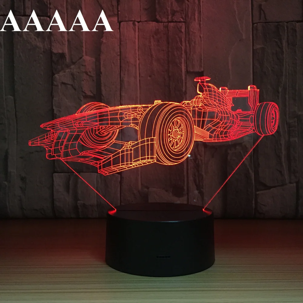 

Ночсветильник светодиодный, 7 цветов, 3D F1, для гонок, моделирования, спальни