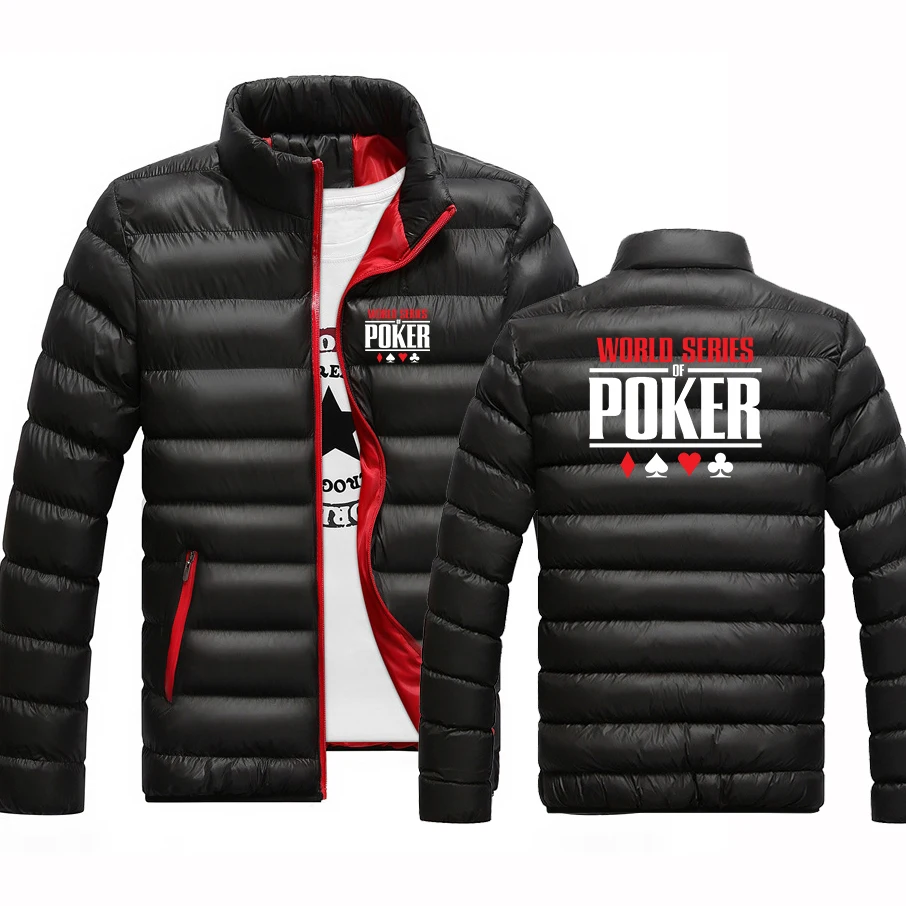 

2023 New Men's Printing Fashion World Series Of Poker Winter Thicken Warm Tracksuit High Quality Windproof Slim Fit Jacket Coat