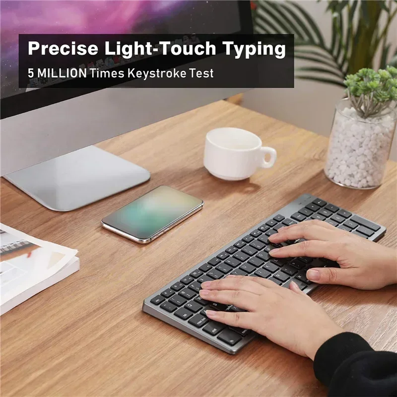 2.4G/블루투스 연결 초슬림 무선 키보드 및 마우스 세트(Mac OS/iOS/iPad MacBook Type-C 마이크로 충전식 키보드)