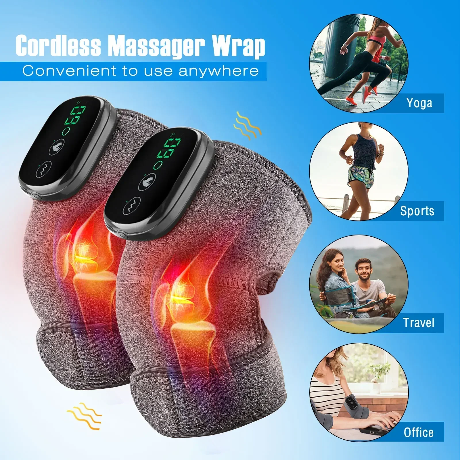 Eletric Heating Device Vibration Physiotherapy Knee Pads for Elbow Joint Osteoarthritis Rheumatic Pain Warm Massage_voghion.com
