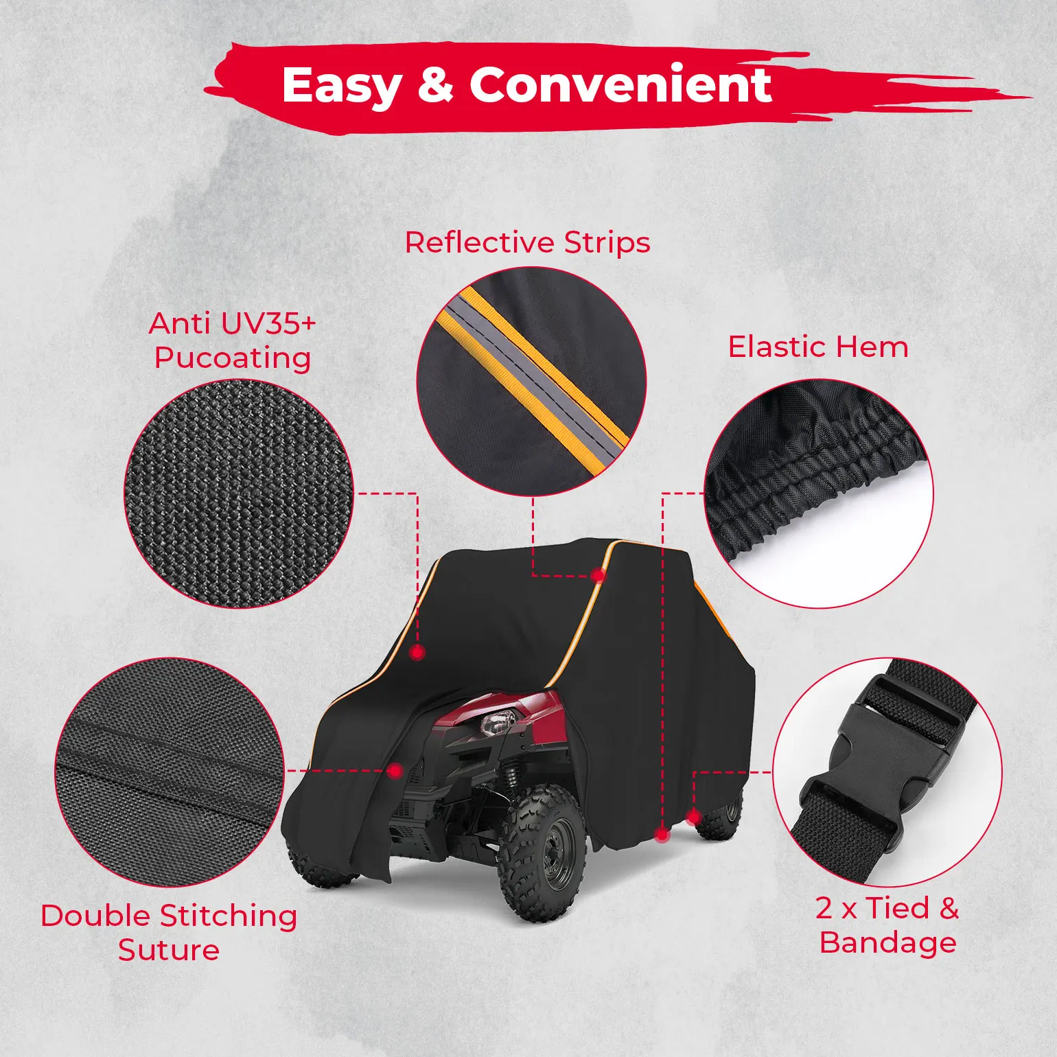 Rubber Cover Dust Protection Cover Atv Accessories UTV Protect Utility Vehicle Storage Cover Compatible with Polaris Ranger 570 900 1000 RZR 900 Models 2014-Side-by-Side SxS