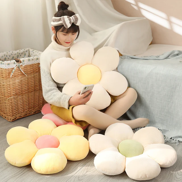 35-53cm Beautiful Colorful Flower Plush Pillow Toy Soft Cartoon Plant Stuffed Doll Chair Cushion Sofa Kids Lovers Birthday Gifts 3