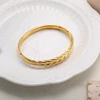 JOVO LOVE Trendy Woman's Stainless Steel Leaf Stripe Bangle Metal Texture Bracelet Allergic Proof Hand Decor Individual Jewelry 4