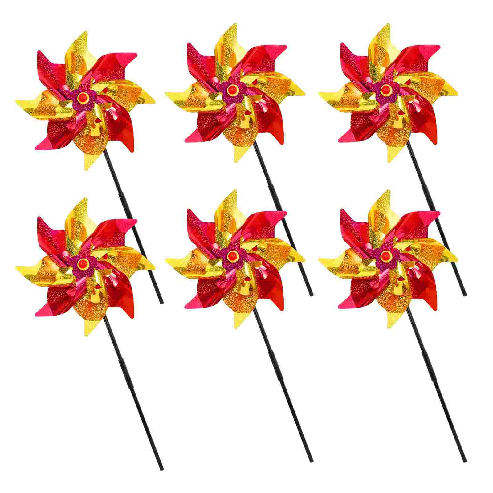 

6 Pcs Rainbow Windmill Decorations Yard Spinner Pinwheels Decorate Bird Deterrent Plastic Spinners for Garden Child