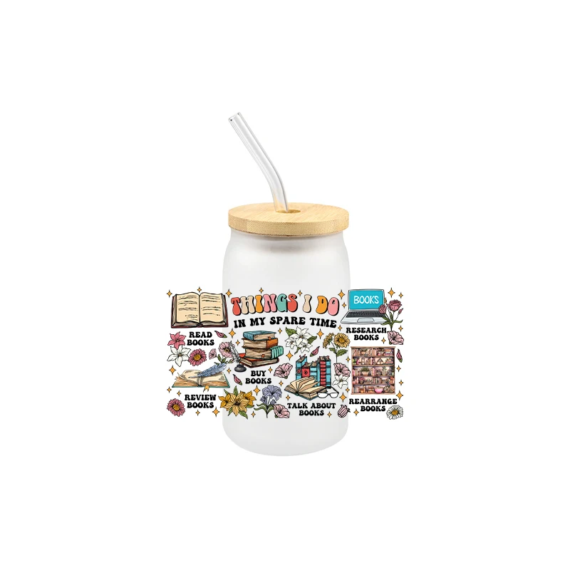 3D Fashionable Books Themem Series UV DTF Transfer Sticker Wraps 16 OZ Cup Durable Adhesive High Quality DIY 3d stickers cup wraps 3d wall stickers uv dtf wrap transfer