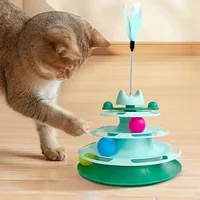 Interactive Cat Toy Tower Kitten Turntable Track Roller Balls Toys With Feather Pets Training Supplies Toy For Cat Tower 1