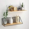 Wall Mounted Shelves Without Drilling Wood Hanging Shelf For Living Room Bedroom Storage Basket Wall Decoration Rack Organizers 1