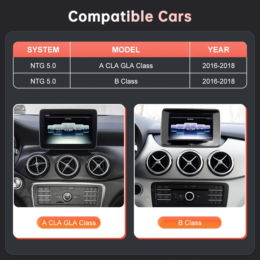 RoadTop inalámbrico CarPlay Android Auto pantalla Multimedia para mercedes-benz CLA GLA Clase A W176 2016-2018 NTG5.0 pantalla táctil 2