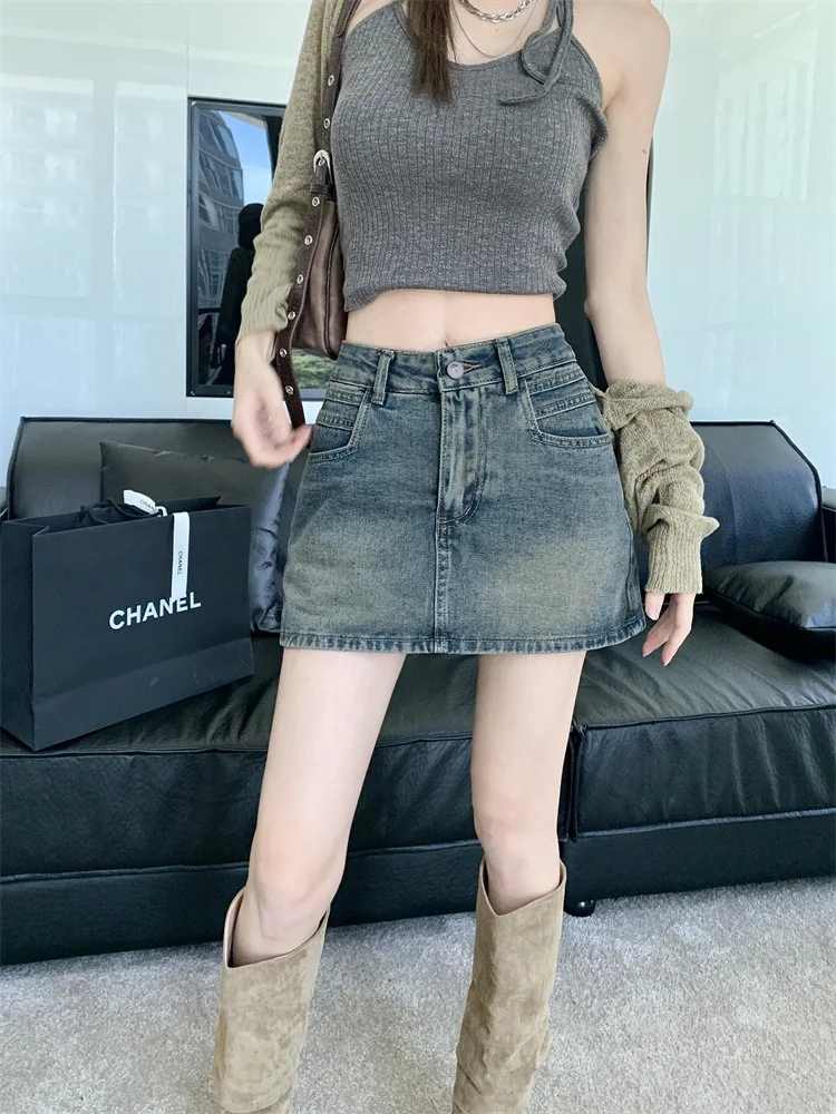 

Hot Girl Denim Skirt Women's New Fashion High-waisted Slim Temperament Short Skirt