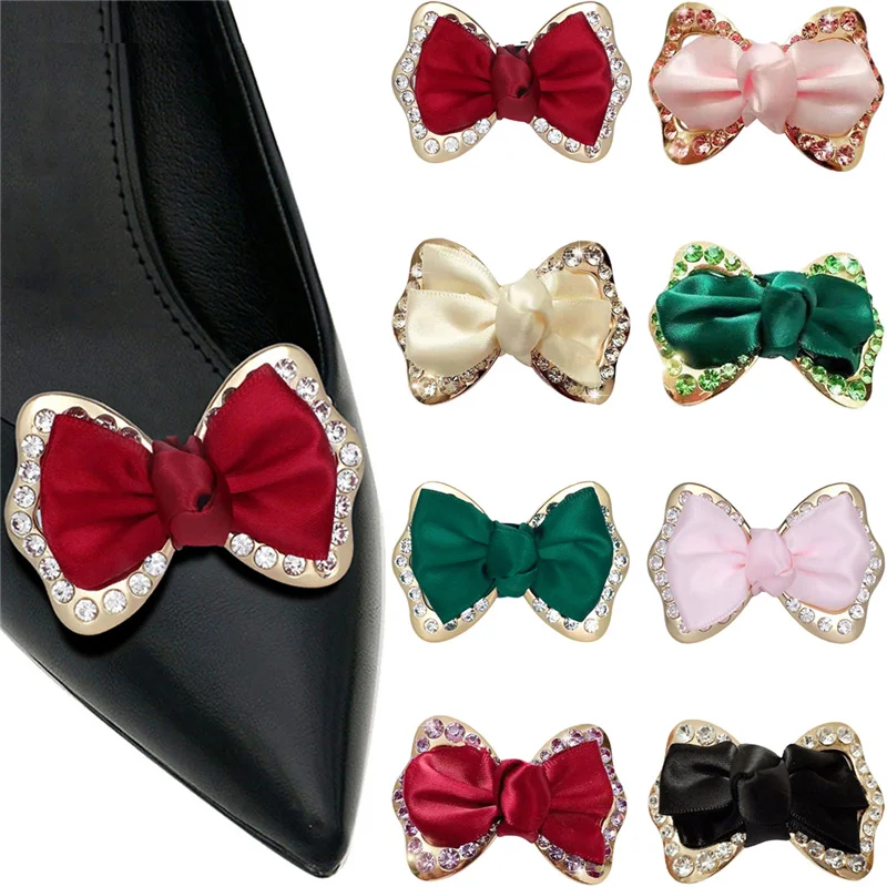 1 Pair Wedding Rhinestone Shoe Clip Crystal Bow Shoe Buckle for Wedding  Prom Banquet 