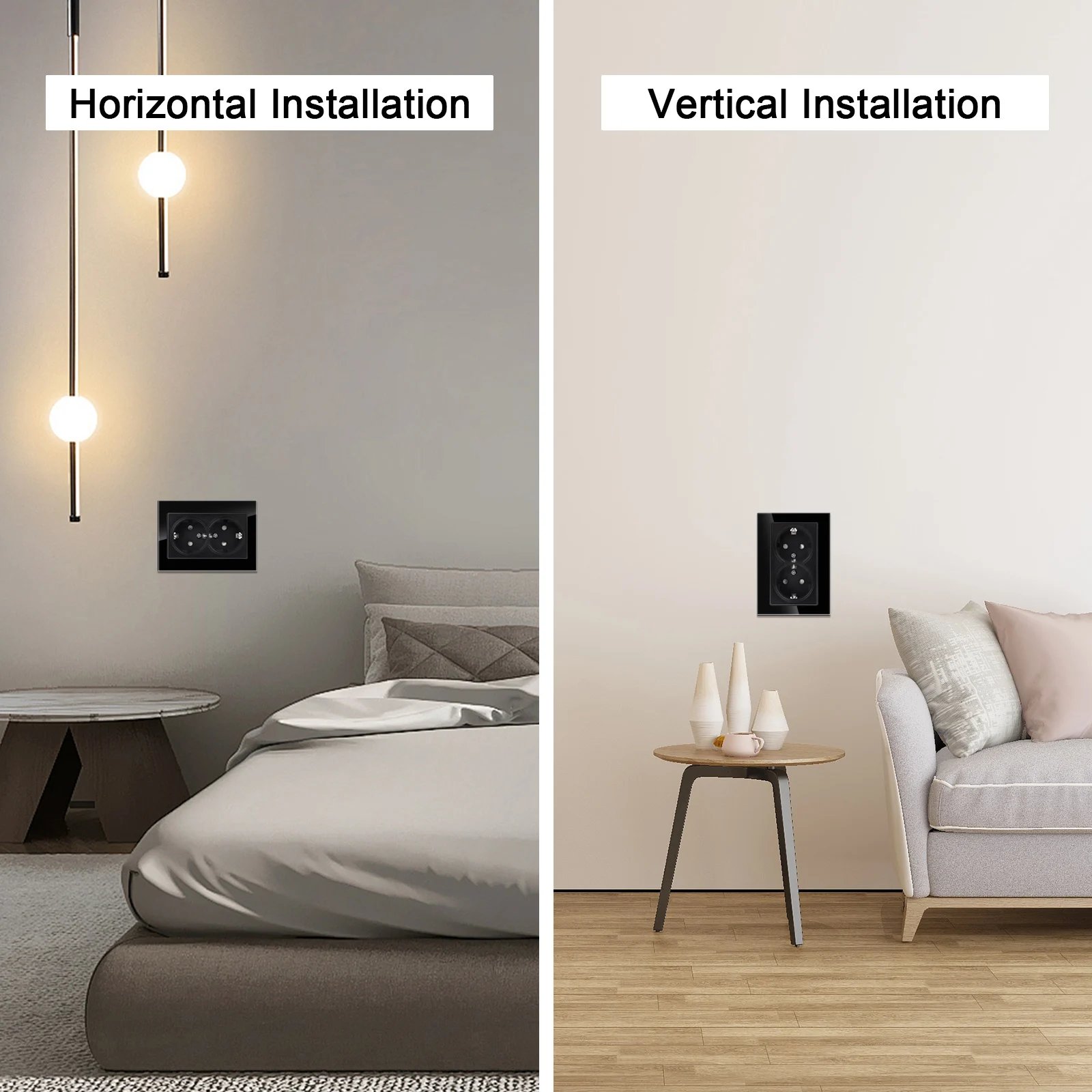 Description Picture 3 of itemBingoelec EU Standard Dual Socket,Touch Light Switch with USB Type-C 20W Fast Charging 220V Glass Electrical Outlet Thermostat