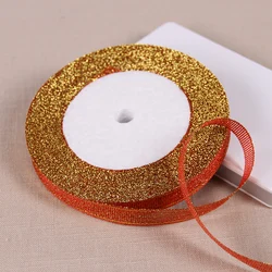 Metallic Glitter Gold and Silver Ribbon - 1/4 x 25 Yards for DIY Crafts, Sewing, Party Decorations, and Gift Wrapping (10mm 26Red)