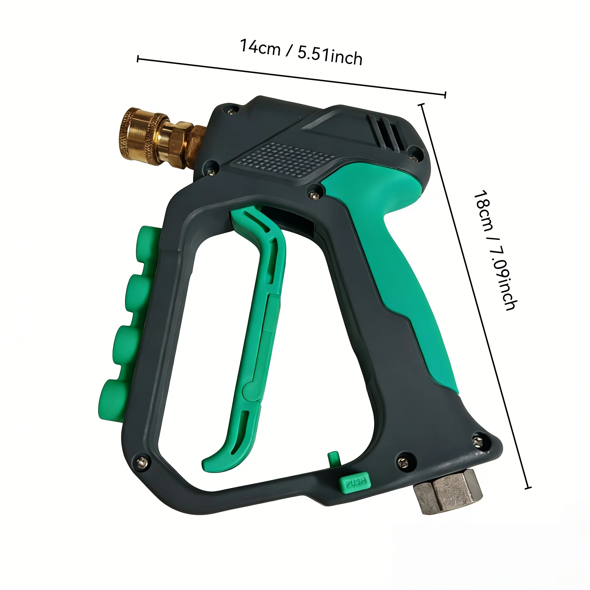 고압 세척기 건, 4개 노즐, M22 14mm 및 3/8인치 어댑터, 미끄럼 방지 손잡이, 자동차 및 정원 청소용