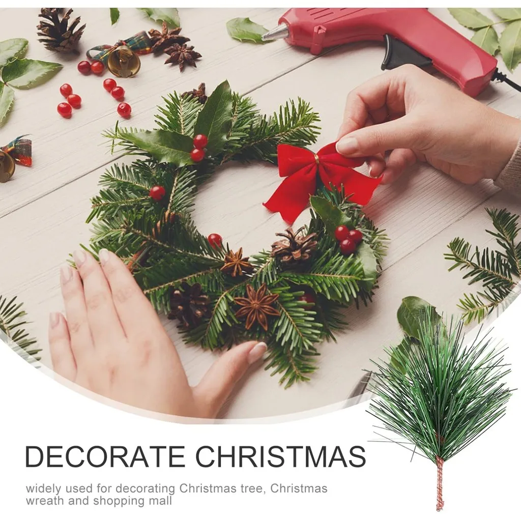 Artificial Green Pine Needle Picks for Festive Christmas and Holiday Decor (10-100pcs)