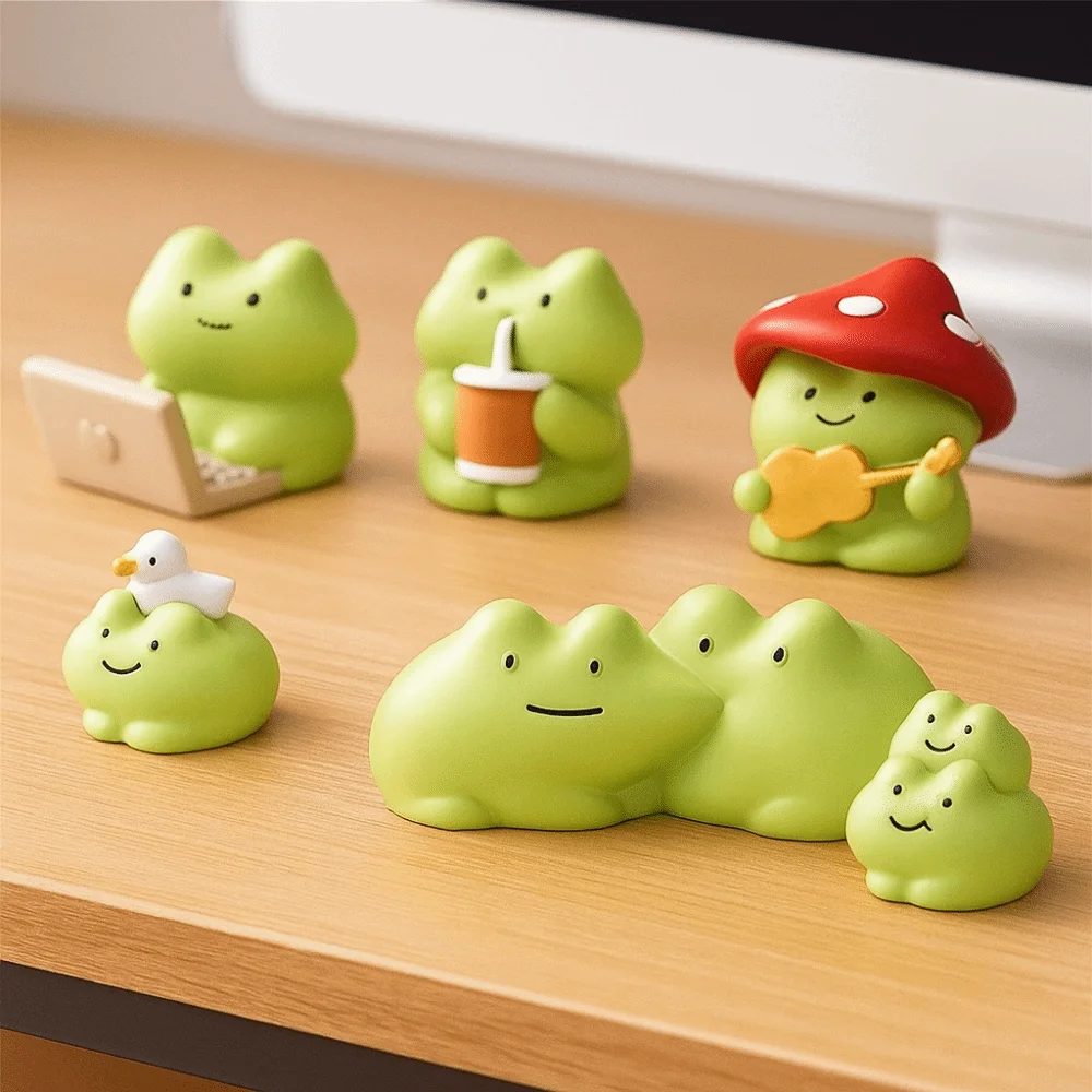 Handmad Frog Resin Figurine Collectible Statue Anime Frog Desktop Decoration DIY Decorative Crafts Mini Frog Model Toy