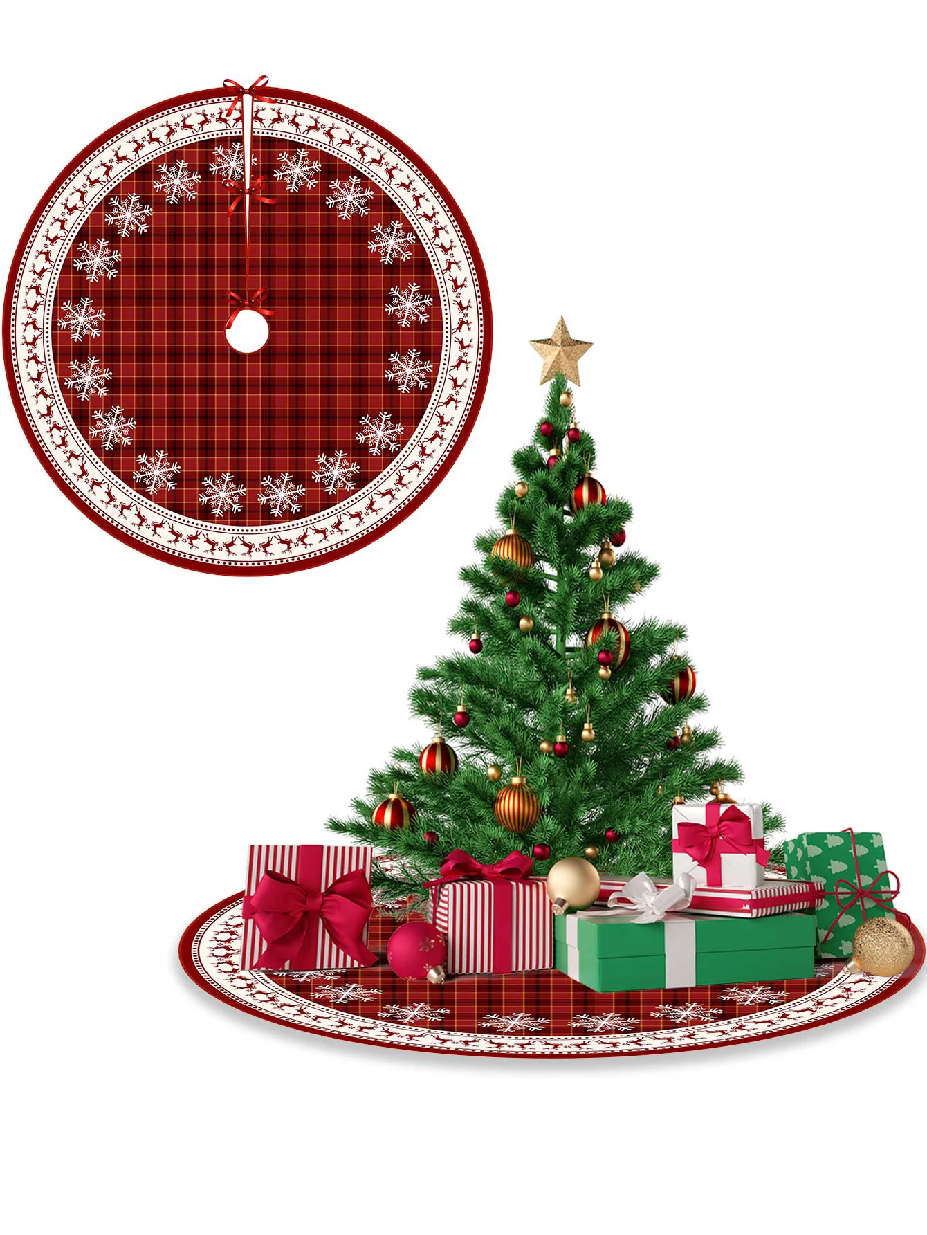 36/48/60 Inches Christmas Tree Skirt Premium Xmas Tree Ornaments & Decorations Rustic