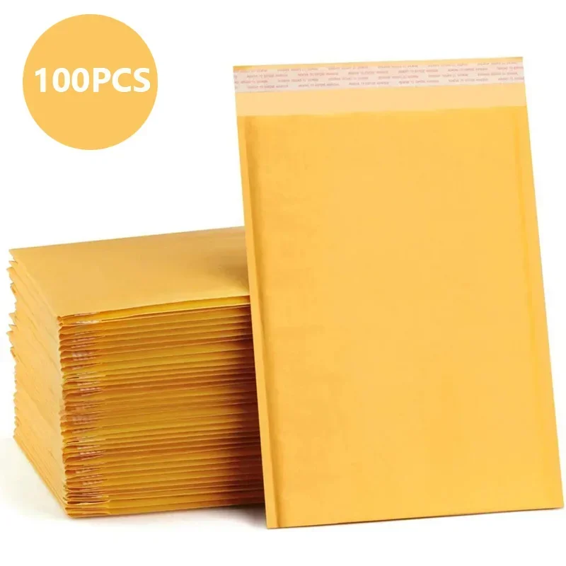 sacs-en-papier-kraft-a-bulles-auto-scelles-sac-d'emballage-enveloppes-rembourrees-stockage-courrier-d'expedition-100-pieces