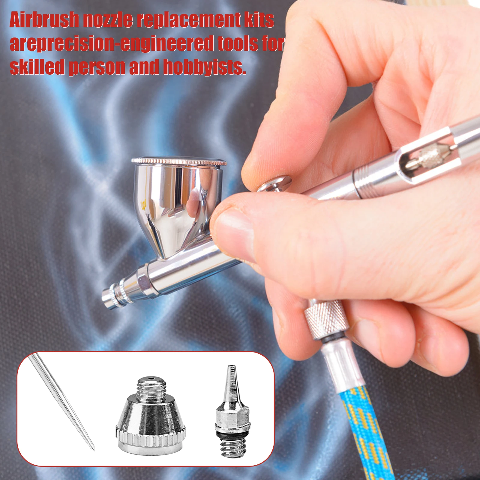 3pcs set 0.2/0.3/0.5mm Airbrush Nozzle Needle Airbrushes Spray Gun Spraying Paint Sprayer Replacement parts Tool Accessories 6
