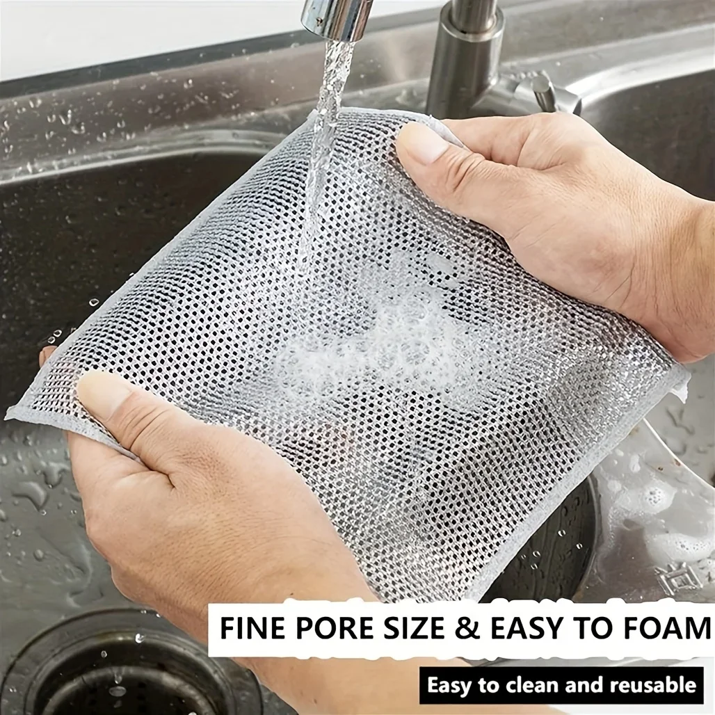 

Steel Wire Dishwashing Cloth Multipurpose Wire Rags For Wet And Dry Multipurpose For Kitchen Non-Scratch Scrubbing Wire