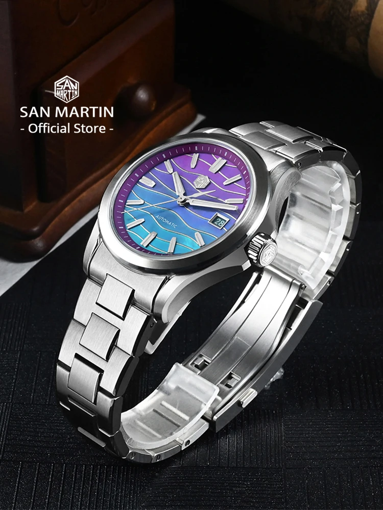 San Martin Official New 39mm Gradient Color Splicing MOP Dial Miyota 9015 Men Automatic Mechanical Watch Waterproof 100m SN0150 - Image 3
