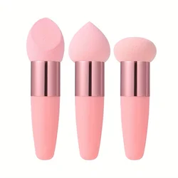 3 - Piece Makeup Sponge & Brush Set - Premium Blending Tools for Flawless Foundation Application (3 Pink fenpubi)