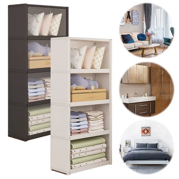 Armadio portatile con coperchio Organizzatore per armadio Scaffale di stoccaggio multistrato Organizzatore di stoccaggio per vestiti per camera da letto 1