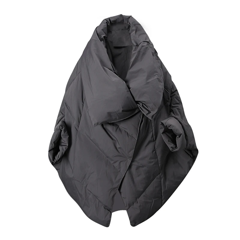 EAM Gray Big Size Keep Warm Down Jacket New Long Batwing Sleeve Warm Women Parkas Fashion Tide Autumn Winter 2026 CPG4506