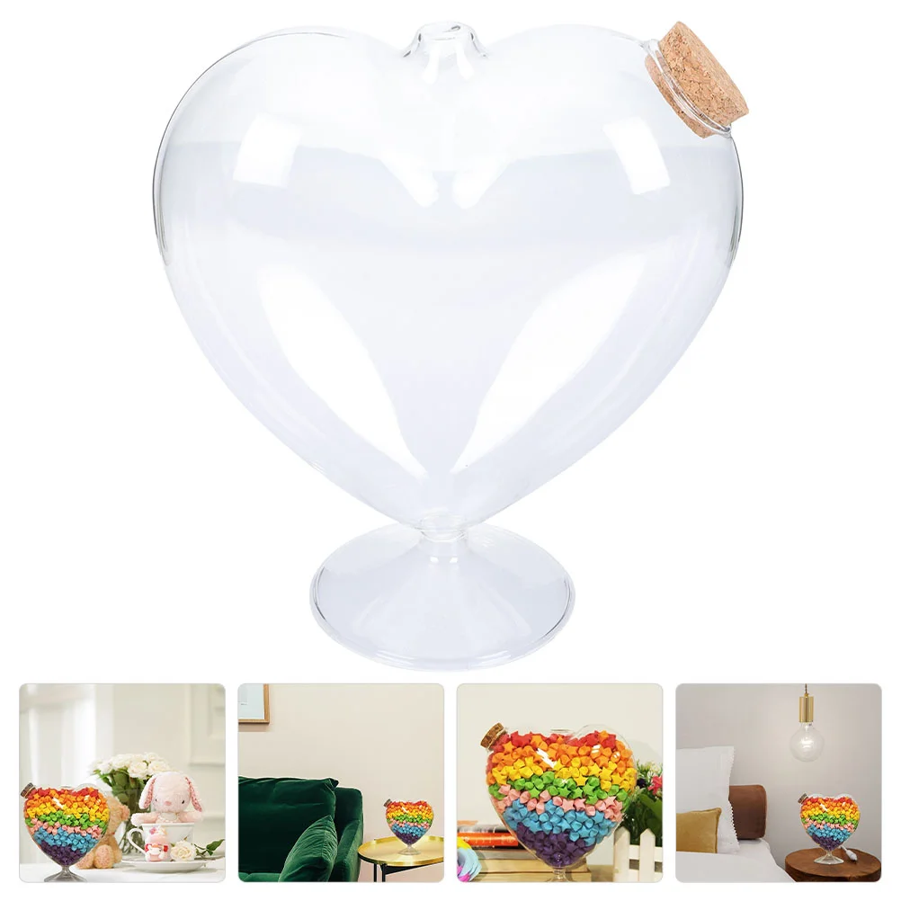 

Heart Glass Candy Jar Cereals Container Shaped Jars Holder Rainbow Sugar Sealed Tea Home Dry Food Storage Transparent Snack