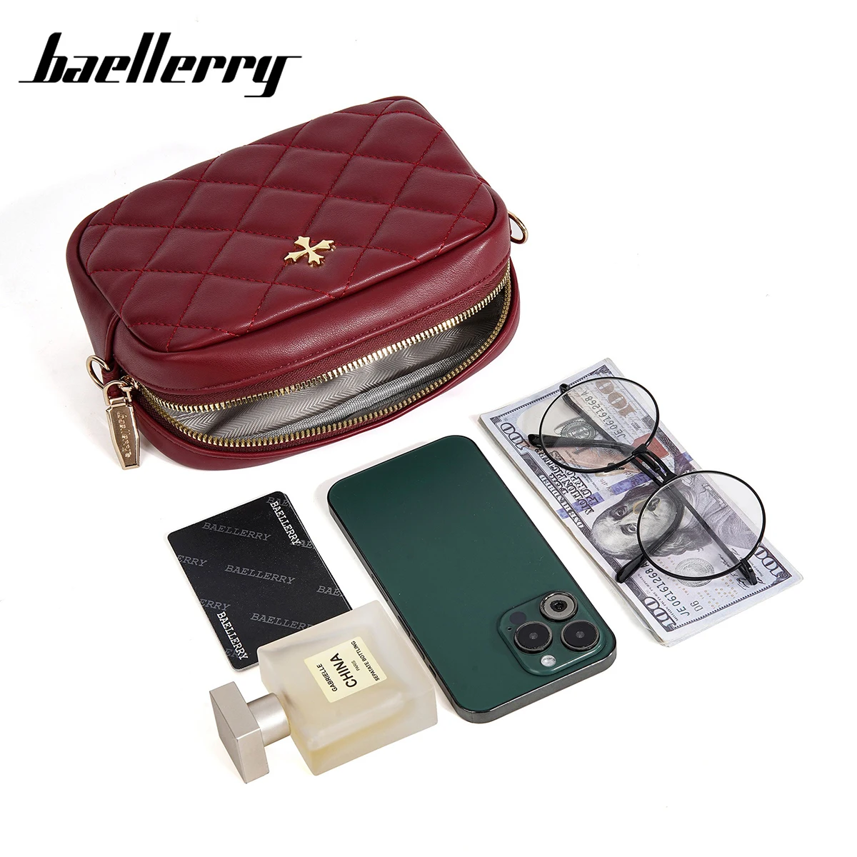 Baellerry Women's Small Square Phone Crossbody Bag, Exquisite Summer Shoulder Purse, PU Leather Mini Wallet