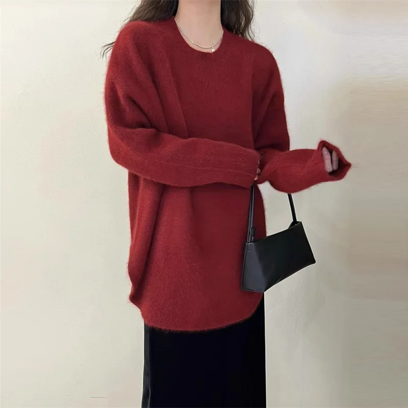 Solid Color 's Outerwear New Design Sense Western Style Niche Loose-Fitting Oversized Sweater Women's Shirt Fashion