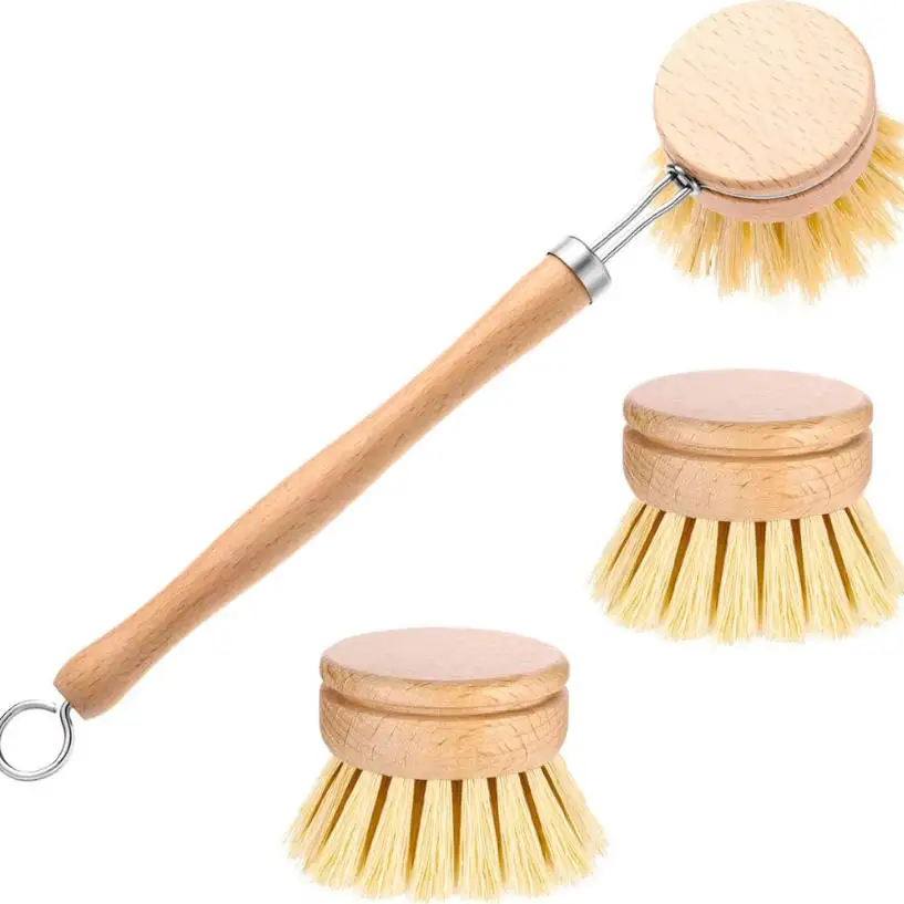 Eco-Friendly Bamboo Dishwashing Brush Set - Natural Sisal Cleaning Tools
