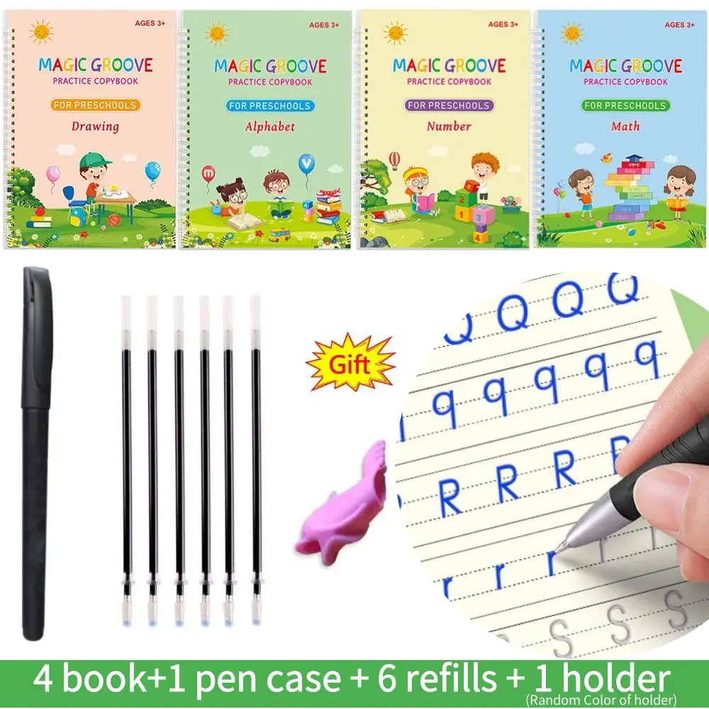 Livre de pratique d'écriture Montessori pour enfants, apprendre les  lettres, les chiffres, la calligraphie avec rainure, exercices magiques,  compétences d'écriture idéales - AliExpress, image size:1000x1000