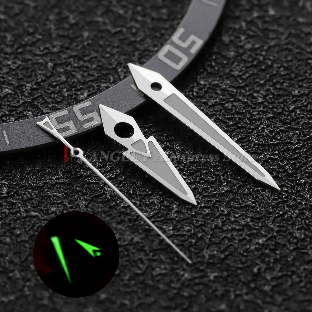 Luminous Green Watch Hands - Available in Silver, Gun, Gold, Rose Gold Finishes